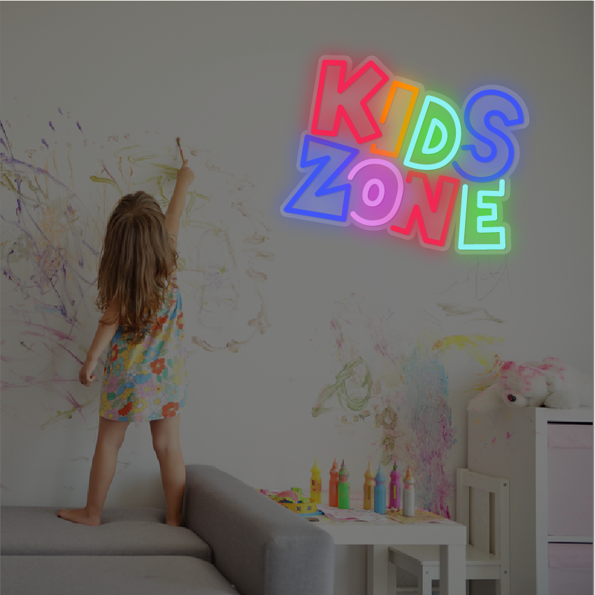 Kids Neon Lights Personalised Zone Works - Neon Wall Lights Uk